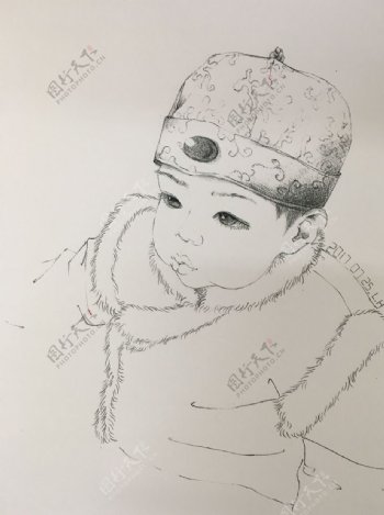 手绘线描人物