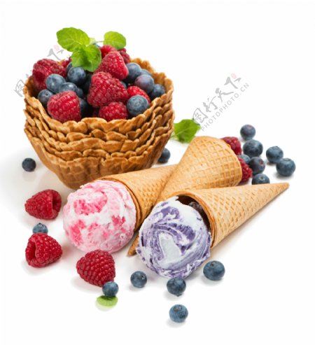 糕点冰淇淋浆果覆盆子蓝莓