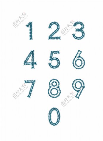 09阿拉伯数字蓝色典雅几何艺术字体