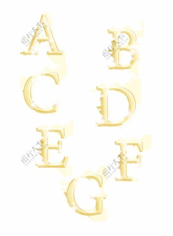 金色星光ABCDEFG字母元素设计