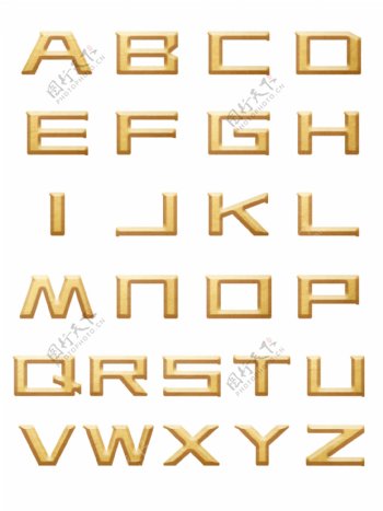英文字母立体字金色可商用元素