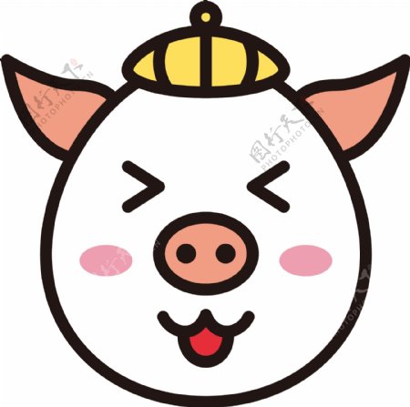 猪开心表情包卡通可爱生肖猪可商用元素