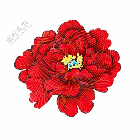 手绘花卉牡丹红色植物元素