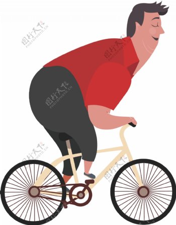 手绘男士骑自行车元素