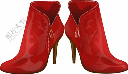 红色漆皮时尚女鞋矢量元素