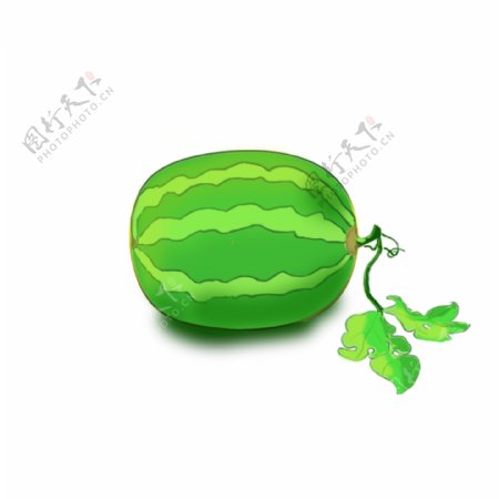 西瓜绿色卡通水果元素原创商用元素