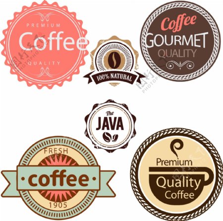 清新徽章样式咖啡店标志素材