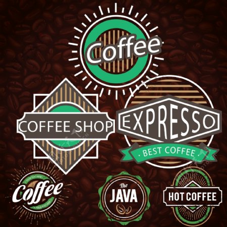 绿色主题的咖啡标志矢量素材