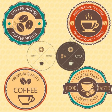 徽章样式的咖啡标志素材