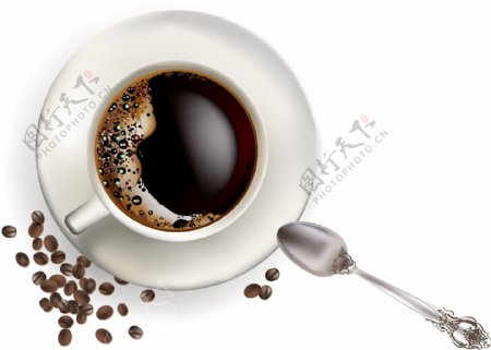 精美杯中的原味咖啡矢量图