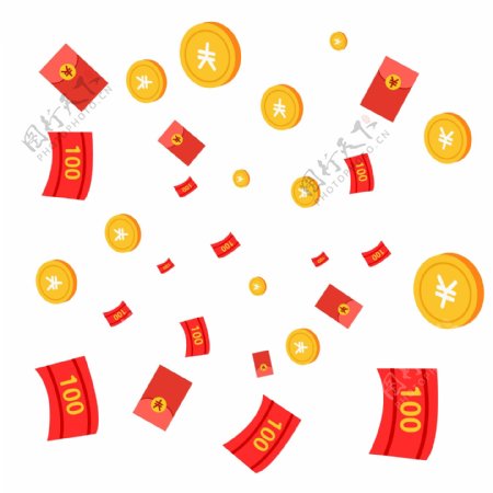 漂浮素材理财红包金币双十一矢量可商用元素