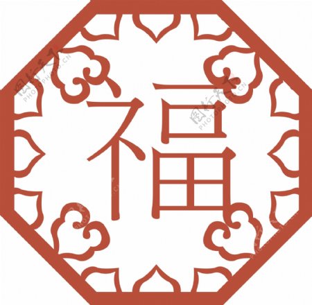 简约大气中国红福字窗花背景素材底纹元素