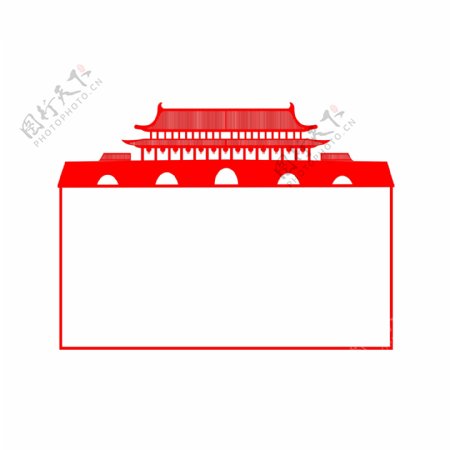 中国风建筑红色剪纸矢量北京天安门边框