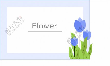 矢量手绘蓝色花卉边框可商用元素