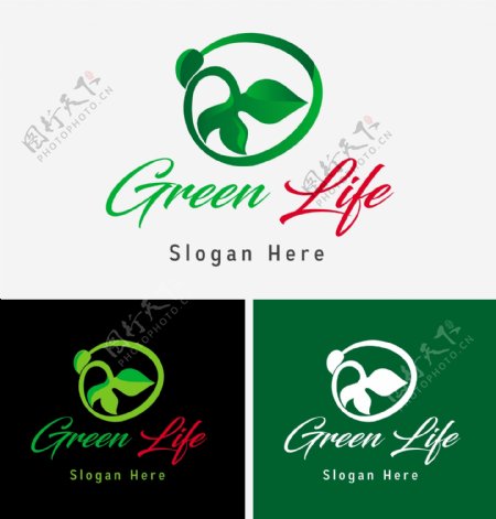 绿色环保叶子logo图标设计