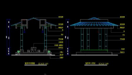 亭子廊子建筑结构详图CAD