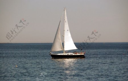 帆船小船大海海景素材