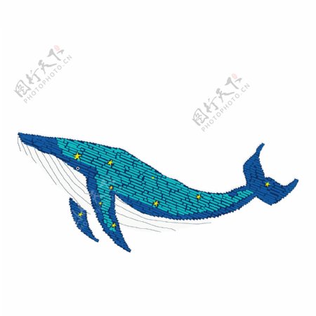 像素化鲸鱼插画元素设计
