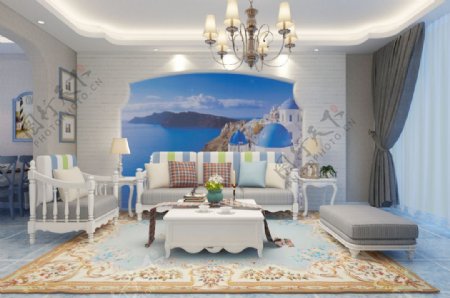 地中海田园客厅室内装饰装修效果图