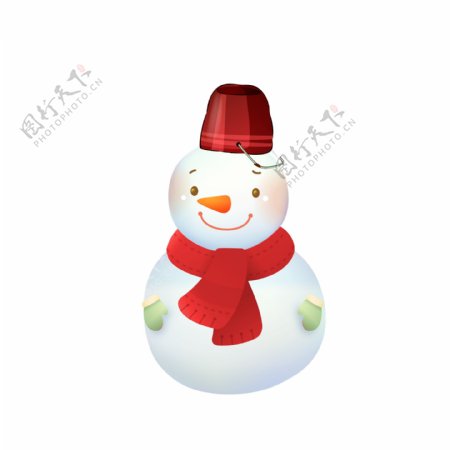 微笑的小雪人冬季元素设计