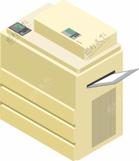 原创2.5D立体复印机办公设备可商用元素