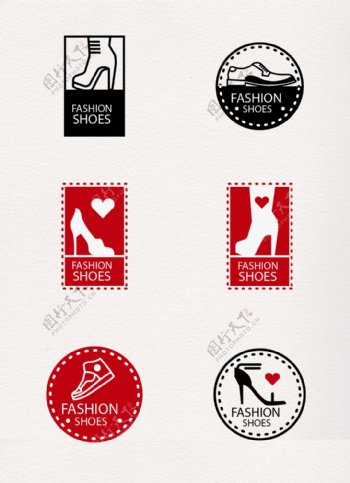 扁平化6组时尚鞋子图标设计