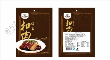 包装梅菜扣肉中国风底纹
