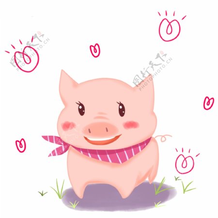 商用手绘手账卡通可爱猪年猪元素