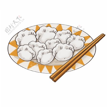 手绘美食饺子插画