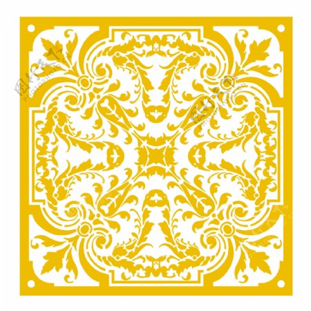 中国风金色花纹装饰素材设计