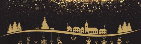 黑色平安夜圣诞节banner背景