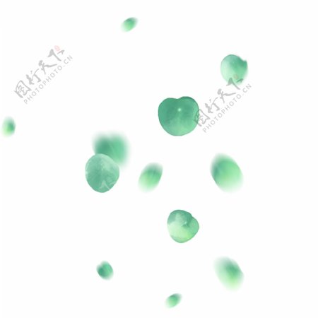 漂浮的圆形绿叶飘落的青绿色叶片手绘圆叶