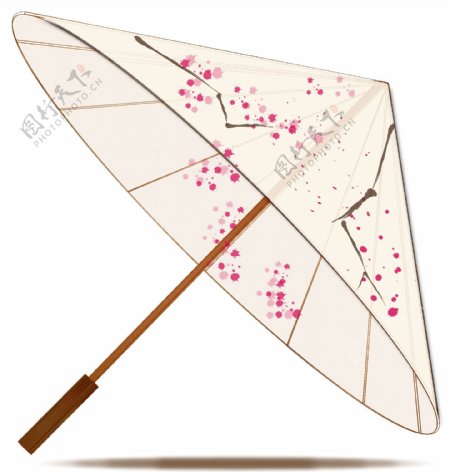 中国风浅色梅花折伞可商用