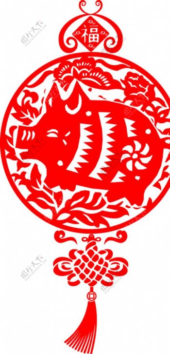 猪年窗花剪纸中国节