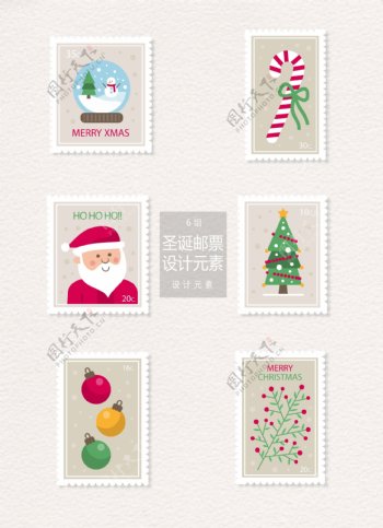 圣诞邮票标签设计元素