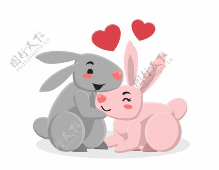 浪漫唯美小兔子恩爱元素