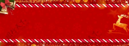 圣诞节红色喜庆圣诞鹿banner背景