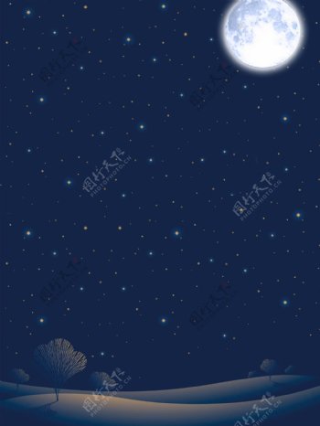 冬季星空圆月背景