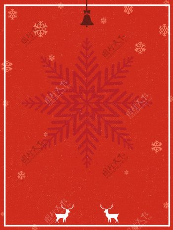 红色喜庆圣诞节雪花背景素材