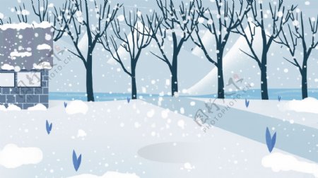 漂亮冬天圣诞节雪景背景设计