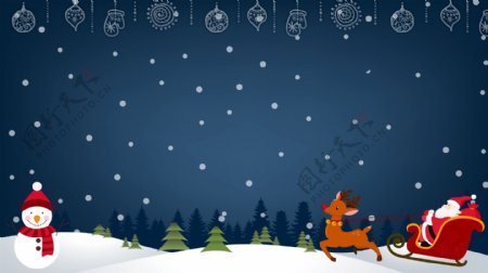 创意卡通圣诞节雪地漫天雪花背景设计