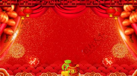 大气红色猪年春节背景设计
