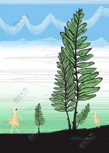 树景色卡通元素图