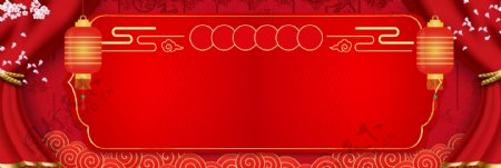 喜庆传统节日新年快乐猪年banner背景