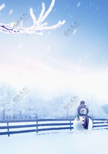 中国风大雪节气手绘雪景背景素材