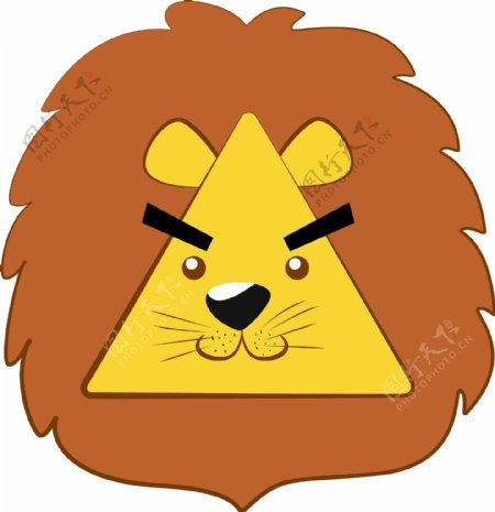 简约三角形狮子头像可商用