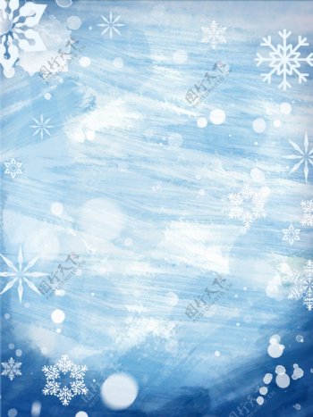 冬至雪花蓝色背景