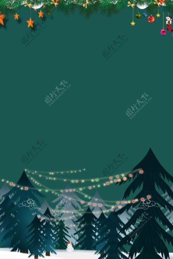 绿色彩灯圣诞树背景素材