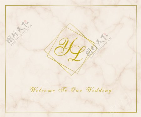 金色大理石风婚礼logo