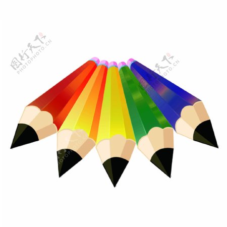 彩色铅笔彩虹桥扇形透视文具
